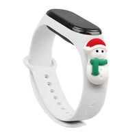 Siksna Xmas Xiaomi Mi Band 3 / 4 Ziemassvētku silikona siksna aproce ar sniegavīru - balta