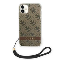 Guess GUOHCN61H4STW iPhone 11 brūns/brūns cietais apvalks 4G Print Siksna