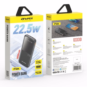 Внешний аккумулятор Power Bank Awei P10K 22.5W 10000mAh черный