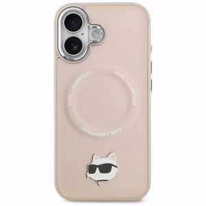 Karl Lagerfeld Choupette Pin Magnētiskais viedtālruņa apvalks iPhone 17 - rozā