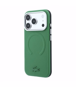 Case Lacoste PVC Petit Pique Semi Wrap Embossed MagSafe Apple iPhone 18 Pro Max green