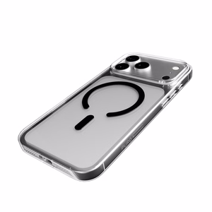 Puro Lite Mag TPU+PC viedtālruņa apvalks saderīgs ar MagSafe iPhone 17 Pro Max - caurspīdīgs ar melnu gredzenu