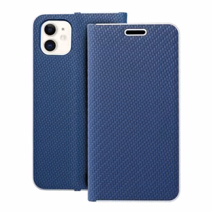 Чехол-книжка для iPhone 11 Luna Book Carbon синий