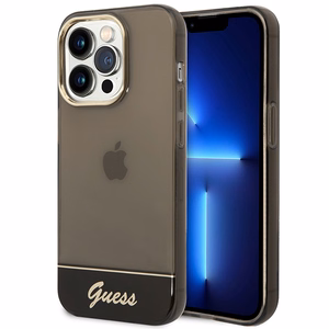 Guess GUHCP14LHGCOK iPhone 14 Pro 6.1 melns / melns kietais viedtālruņa apvalks caurspīdīgs