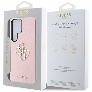 Guess Graudains Liels 4G Logotips Mazs Klasiskais Logotips Viedtālruņa apvalks Samsung Galaxy S25 Ultra rozā