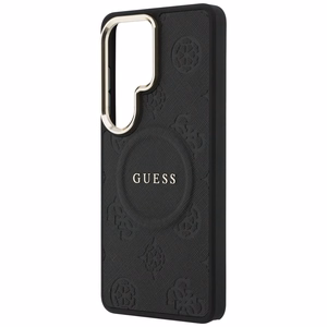 Guess Saffiano Peony Embossed Ring MagSafe maciņš Samsung Galaxy S26 Ultra melns