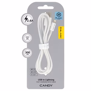 Blavec Cable Candy braided - USB to Lightning - 2,4A 3 metres Apple CarPlay (CCA-UL24W30) white