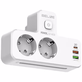 Beline pagarinātājs ar LED apgaismojumu 2xUSB-A/USB-C/2xAC balts