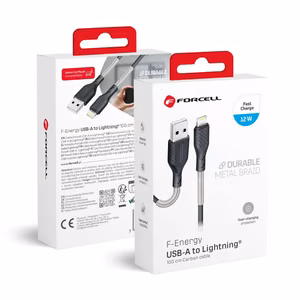 Cable USB A to Lightning Forcell F-Energy 2,4A 12W Carbon 1 m CB-01A black