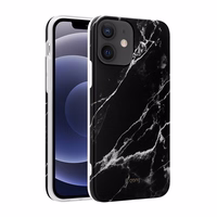 Crong Marble maciņš - iPhone 12 Mini maciņš (melns)