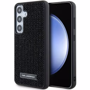 Karl Lagerfeld viedtālruņa apvalks ar metāla logotipu un rhinestone Samsung Galaxy S24 - melns