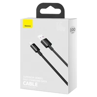 Baseus Superior USB - USB Type-C kabelis ar ātru uzlādi 66 W (11 V / 6 A) Huawei SuperCharge SCP 1 m melns