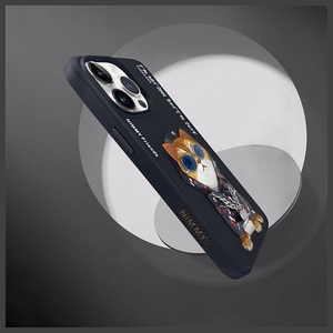 Nimmy Glasses Cool Kaķa apvalks iPhone 15 Pro – melns