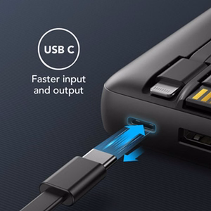 VEGER Portatīvais lādētājs 20000 mAh ar iebūvētu kabeli Micro USB / Type C / Lightning C20 (W2047 / W2059) melns