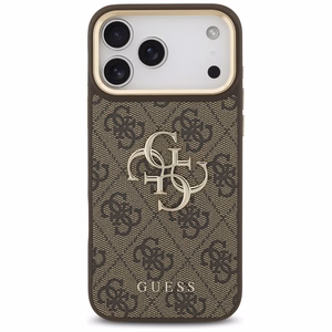 Guess 4G Big 4G Classic Logo Big Strap Metal Buttons чехол iPhone 17 Pro Max коричневый