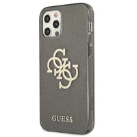 Guess GUHCP12LPCUGL4GBK iPhone 12 Pro Max 6.7" melns/melns cietais apvalks Spīdums 4G Liels Logotips