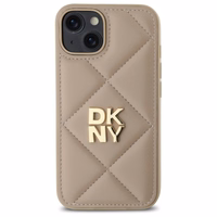 DKNY Quilted Stack Logo viedtālruņa apvalks iPhone 14 - bēšs