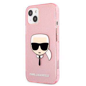 Karl Lagerfeld Glitter Karl's Head apvalks iPhone 13 mini - rozā
