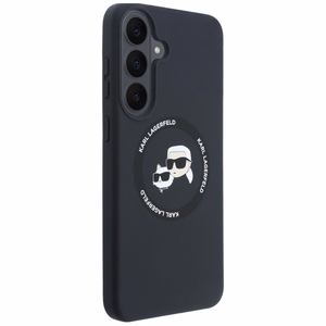 Karl Lagerfeld Silicone Karl&Choupette Heads MagSafe vāciņš Samsung Galaxy S26 FE – melns