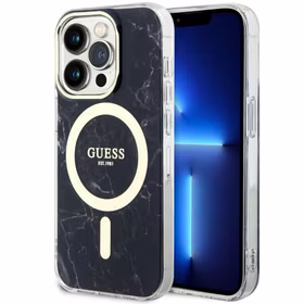 Guess GUHMP14LPCUMAK iPhone 14 Pro 6.1" melns/melns cietais apvalks Marble Magnētiskais