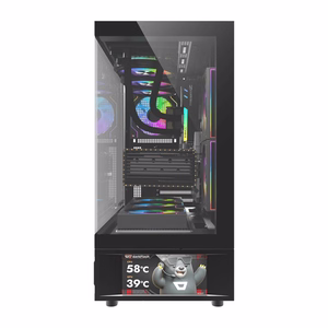 DarkFlash DS950V datora korpuss ar displeju melns ar 6 ventilatoriem