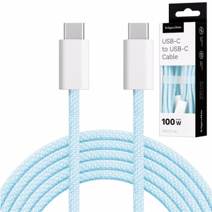 Krüger&Matz Basic USB-C–USB-C kabelis, 100 W, 1 m, zils