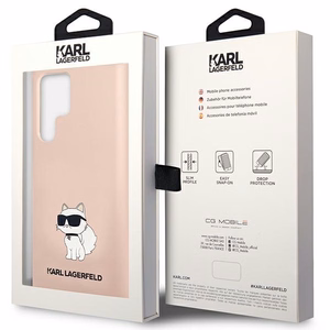 Karl Lagerfeld KLHCS23LSNCHBCP Silicone Choupette vāciņš ierīcei Samsung Galaxy S23 Ultra (S918), rozā