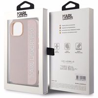 Karl Lagerfeld Saffiano Rhinestones & Charm viedtālruņa apvalks iPhone 15 / 14 / 13 - rozā