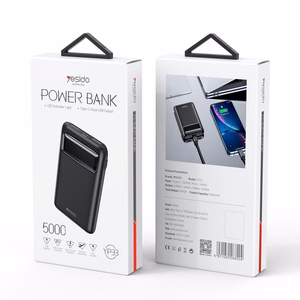 Yesido внешний аккумулятор YP33 5000 мАч LED 2xUSB-A + USB-C чёрный