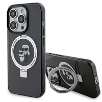 Karl Lagerfeld KLHMP13LHMRSKCK iPhone 13 Pro 6.1" melns/melns cietais apvalks ar gredzena statīvu Karl&Choupette Magnētiskais