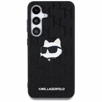 Viedtālruņa apvalks Karl Lagerfeld Ādas Monogramma Pin Logo Choupette Head Samsung Galaxy S25 melns
