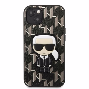 Karl Lagerfeld KLHCP13SPMNIKBK iPhone 13 mini 5.4" cietais apvalks melns/melns Monogramma Ikonik Plāksteris