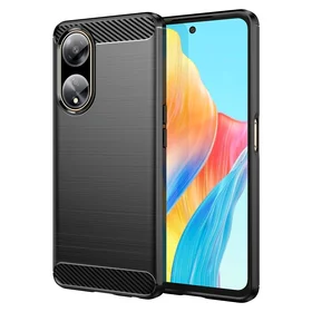 Elastīgais oglekļa raksta vāciņš Oppo A98 5G viedtālrunim Carbon Case - melns