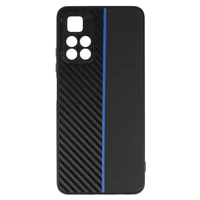 Tel Protect CARBON viedtālruņa apvalks Xiaomi Redmi Note 11 5G/Note 11S 5G/Poco M4 Pro 5G melns ar zilu svītru
