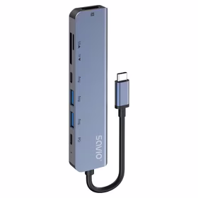 Savio AK-82 interface hub USB Type-C 5000 Mbit/s melns