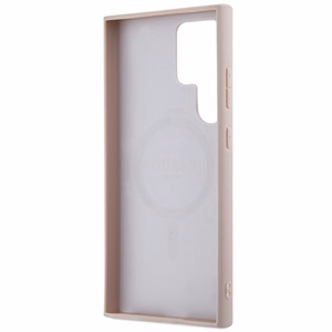 Guess 4G Collection Ādas Metāla Logotips Magnētiskais viedtālruņa apvalks Samsung Galaxy S24 Ultra - rozā