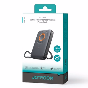 Joyroom JR-PBM02 внешний аккумулятор 22.5W 10000mAh 3в1 магнитный беспроводной совместимый с MagSafe со встроенным кабелем - Чёрный