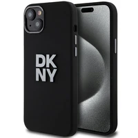 DKNY Šķidrs silikona metāla logotips viedtālruņa apvalks iPhone 15/14/13 - melns