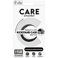 CARE by PanzerGlass Funkcionāls melns viedtālruņa apvalks ar statīvu un QI Samsung Galaxy S25 Edge - caurspīdīgs