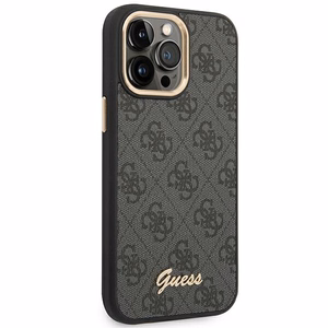 Guess 4G Vintage Gold Logo maciņš iPhone 14 Pro melns