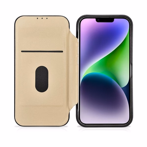 iCarer CE Premium ādas folio vāciņš iPhone 14 Plus ar MagSafe magnētisku flip vāciņu - melnā krāsā