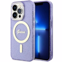 Guess GUHMP14XHCMCGU iPhone 14 Pro Max 6.7" violets cietais apvalks Glitter Gold Magnētiskais