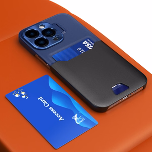 Ādas statīva viedtālruņa apvalks Samsung Galaxy S23+ pārsegs karšu maciņš ar statīvu zila