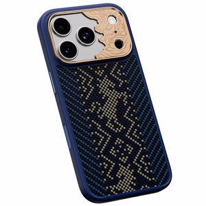 Zils Benks Magnetic Armor Pro Knight kevlara vāciņš ar metāla rāmi (C.K.FL.AP.GD.BC72), paredzēts iPhone 18 Pro / iPhone 17 Pro ar Camera Control pogu