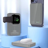 Blavec Portatīvais lādētājs 10000mAh BJ-04 Plāns 13,5mm - Type C - 22,5W magnētiskā Magsafe 3 in 1 (PBBJ04-MC10G) pelēka stikls