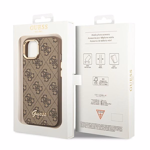 Guess GUHCP14MHG4SHW iPhone 14 Plus 6.7 "brūns/brūns cietais apvalks 4G Vintage Gold Logo