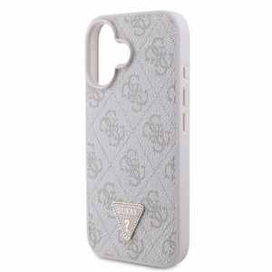 Guess Ādas Crossbody apvalks viedtālrunim iPhone 16 ar metāla logotipu un Strass - rozā
