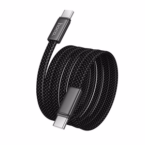 Plakanais kabelis USB C uz USB C Hoco 3A 60W 1 m X125 melns