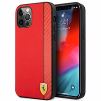 Ferrari FESAXHCP12LRE iPhone 12 Pro Max 6.7" sarkans/sarkans cietais viedtālruņa apvalks On Track Carbon Stripe