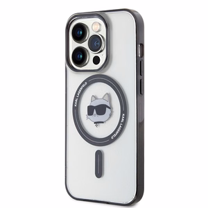 Karl Lagerfeld IML Choupette's Head magnētiskais viedtālruņa apvalks iPhone 15 Pro - caurspīdīgs